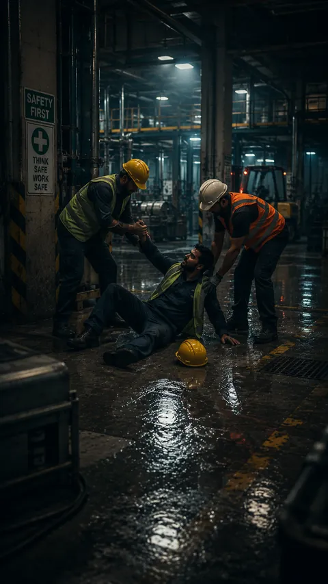 AI fall detection system using pose estimation to identify a fallen worker on a construction site